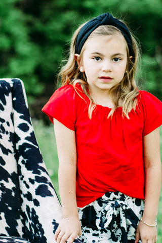 Red Off the Shoulder Cowgirl Holstein  Shorts Set