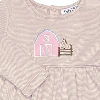 Ishtex Girls Pink Farm Applique Romper-Infants-Simply Blessed Children's Boutique