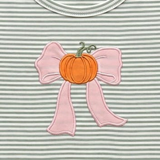 Ishtex Girls Pumpkin and Bow Applique Striped Dress-Girls Dresses-Simply Blessed Children's Boutique