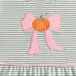 Ishtex Baby Girls Pumpkin and Bow Applique Romper-Infants-Simply Blessed Children's Boutique