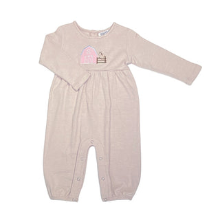 Ishtex Girls Pink Farm Applique Romper-Infants-Simply Blessed Children's Boutique