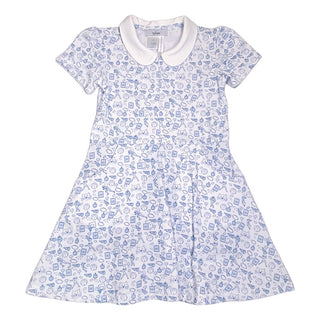 Ishtex Girls Royal Active Wildcat Sports Print Dress-Girls Dresses-Simply Blessed Children's Boutique