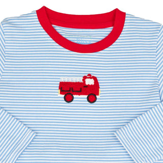 Itsy Bitsy Toddler Boys Long Sleeve Striped Firetruck Shirt-Boys Long Sleeve Shirts-Simply Blessed Children's Boutique