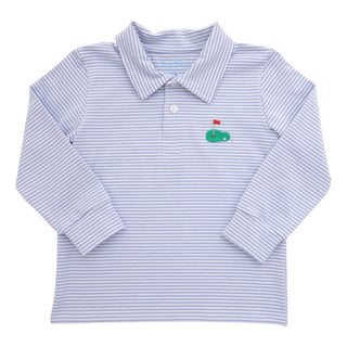 Itsy Bitsy Toddler Boys Blue Long Sleeve Golf Polo-Boys Long Sleeve Shirts-Simply Blessed Children's Boutique