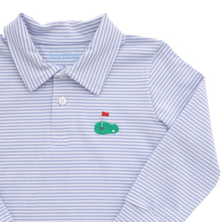 Itsy Bitsy Toddler Boys Blue Long Sleeve Golf Polo-Boys Long Sleeve Shirts-Simply Blessed Children's Boutique