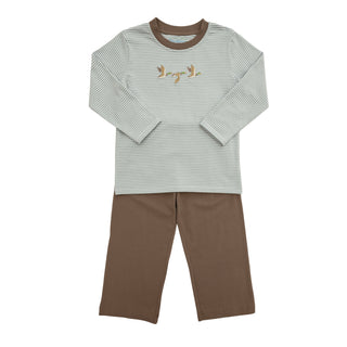 Itsy Bitsy Toddler Boys Mallard Trio Top and Brown Pants Set-Boys Outfit Sets-Simply Blessed Children's Boutique