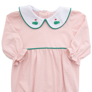 Itsy Bitsy Baby Girls Pink Microstripe Golf Bubble with Embroidered Collar-Girls One-Piece-Simply Blessed Children's Boutique