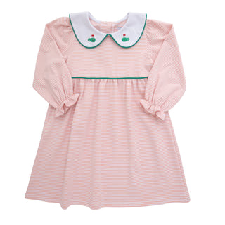 Itsy Bitsy Girls Pink Microstripe Golf Dress with Embroidered Collar-Girls Dresses-Simply Blessed Children's Boutique