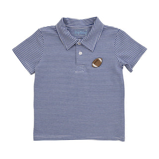 Itsy Bitsy Boy's Royal Blue Striped Football Polo-Boys Short Sleeve Shirts-Simply Blessed Children's Boutique