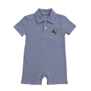Itsy Bitsy Baby Boy's Royal Blue Stripe Football Romper-Boys One-Piece-Simply Blessed Children's Boutique
