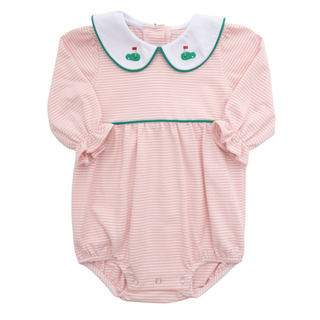 Itsy Bitsy Baby Girls Pink Microstripe Golf Bubble with Embroidered Collar-Girls One-Piece-Simply Blessed Children's Boutique