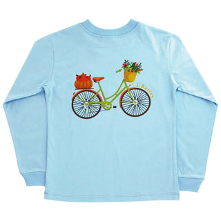 J. Bailey Girls Long Sleeve Logo Tee- Bicycle on Lt Blue-Misc.-Simply Blessed Children's Boutique