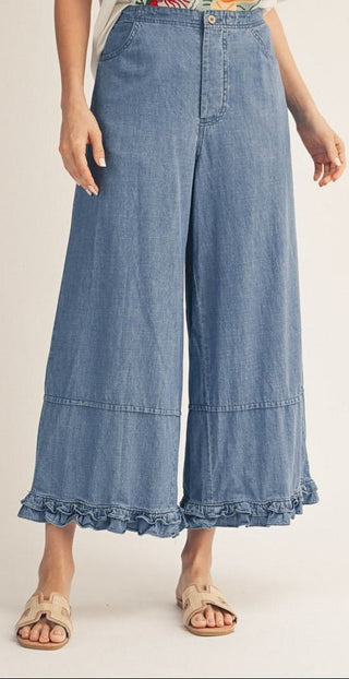 Jodifl High Waist Wide Leg Washed Denim Pants-Women's Jeans-Simply Blessed Children's Boutique
