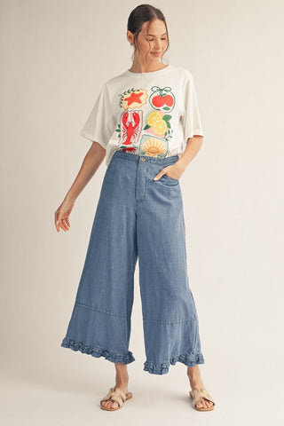 Jodifl High Waist Wide Leg Washed Denim Pants-Women's Jeans-Simply Blessed Children's Boutique