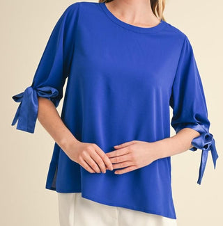 Jodifl Ribbon Tie Sleeve Casual Blouse-Women's Tops-Simply Blessed Children's Boutique