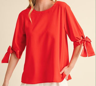 Jodifl Ribbon Tie Sleeve Casual Blouse-Women's Tops-Simply Blessed Children's Boutique
