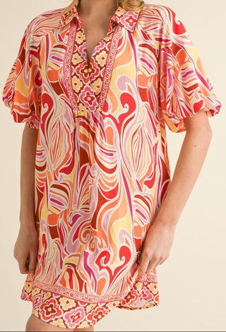 Jodifl Short Sleeve Relaxed Fit Print Dress-Women's Dresses-Simply Blessed Children's Boutique