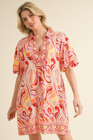 Jodifl Short Sleeve Relaxed Fit Print Dress-Women's Dresses-Simply Blessed Children's Boutique