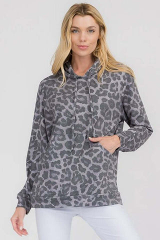 Ladies Cheetah Hoodie-Women's Sweatshirt/Pullover-Simply Blessed Children's Boutique