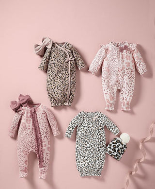 Leopard Sleeper Gown & Beanie-Misc.-Simply Blessed Children's Boutique