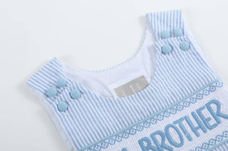 Light Blue Seersucker Lil Brother Smocked Jon Jon - Lil Cactus-Infants-Simply Blessed Children's Boutique