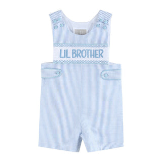 Light Blue Seersucker Lil Brother Smocked Jon Jon - Lil Cactus-Infants-Simply Blessed Children's Boutique