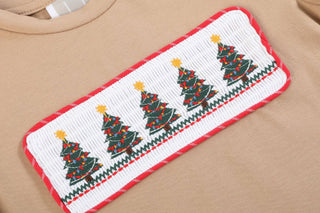 Light Brown Christmas Tree Smocked Shirt-Misc.-Simply Blessed Children's Boutique