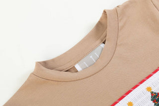 Light Brown Christmas Tree Smocked Shirt-Misc.-Simply Blessed Children's Boutique