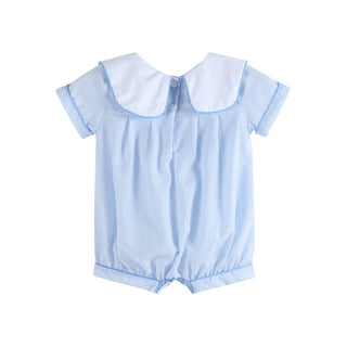 Lil Cactus Baby Boy Blue Striped Bunny Appliqué Easter Romper-Boys One-Piece-Simply Blessed Children's Boutique