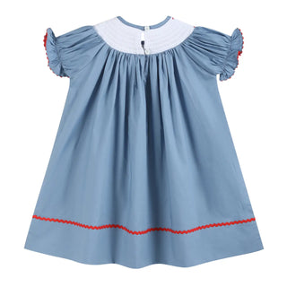 Lil Cactus Blue Farm Animal Smocked Bishop Dress | Country Charm Meets Classic Style-Girls Dresses-Simply Blessed Children's Boutique