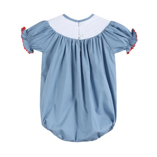 Lil Cactus Blue Farm Animal Smocked Romper | Sweet Country Style for Little Ones-Girls One-Piece-Simply Blessed Children's Boutique