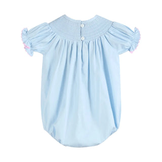 Lil Cactus Blue and Pink Bow Smocked Romper | Sweet Southern Style for Your Little Darling-Girls One-Piece-Simply Blessed Children's Boutique