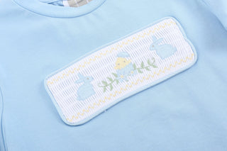 Lil Cactus Boys Blue Smocked Bunny & Chick Easter Shirt and Short Set-Boys Outfit Sets-Simply Blessed Children's Boutique