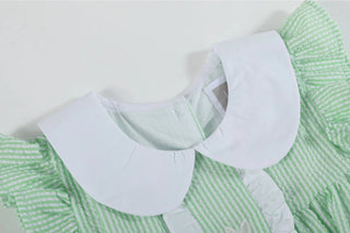 Lil Cactus Girls Green Seersucker Bunny Easter Dress - Heirloom Ruffle Dress-Girls Dresses-Simply Blessed Children's Boutique