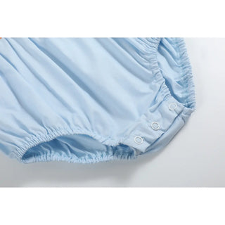 Lil Cactus Light Blue Pumpkin Vine Smocked Collared Bubbe-Boys One-Piece-Simply Blessed Children's Boutique