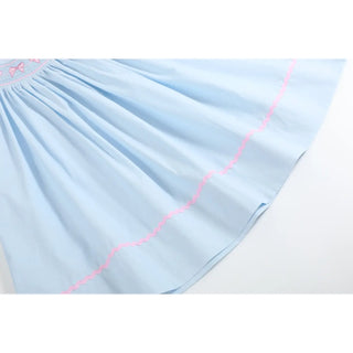 Lil Cactus Blue and Pink Bow Smocked Bishop Dress | A Southern Classic for Sweet Memories