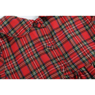 Lil Cactus Red Christmas Plaid Santa Sleigh Smocked Dress | Holiday Outfit for Girls