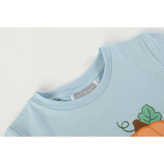 Lil Cactus Light Blue Pumpkin Shirt with Brown Pants Set