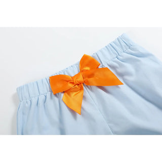 Lil Cactus Light Blue Pumpkin Vine Smocked Dress and Bloomers Set