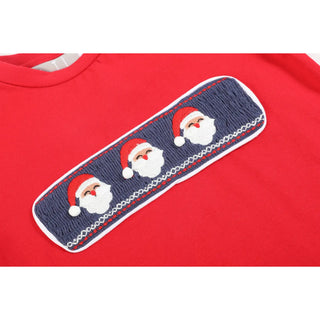 Lil Cactus Christmas Santa Smocked Shirt and Navy Pants Set