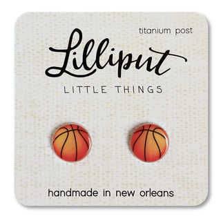 Lilliput Sports Stud Earrings - Softball, Soccer & Basketball-Girls Earrings-Simply Blessed Children's Boutique