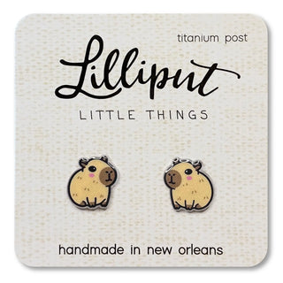 Lilliput Kids' Character Stud Earrings - Axolotl, Capybara, Chicken, Kawaii Taco, Rubber Duckie & Sloth-Girls Earrings-Simply Blessed Children's Boutique
