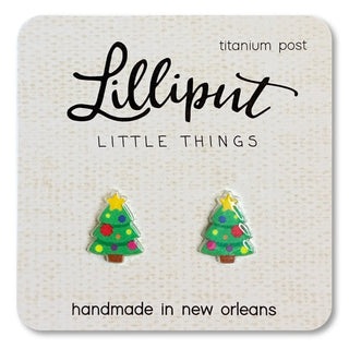 Lilliput Christmas Stud Earrings - Nutcracker, Peppermint & Christmas Tree-Girls Earrings-Simply Blessed Children's Boutique