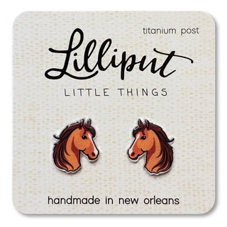 Lilliput Kids' Western Stud Earrings - Pink Cowgirl Boots & Horses-Girls Earrings-Simply Blessed Children's Boutique