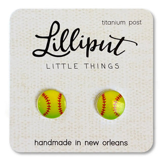 Lilliput Sports Stud Earrings - Softball, Soccer & Basketball-Girls Earrings-Simply Blessed Children's Boutique