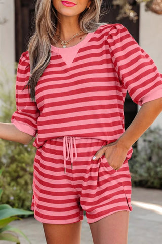 Stripe Puff Sleeve Shirt and Matching Shorts Set-Misc.-Simply Blessed Children's Boutique