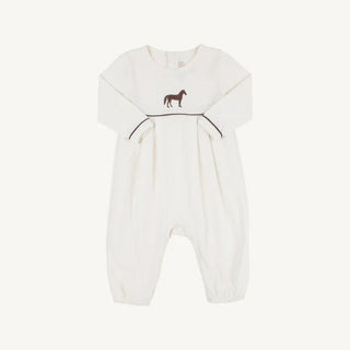 Long Sleeve Bradford Romper – Palmetto Pearl / Gray Bay Brown Horse by The Beaufort Bonnet Company-Misc.-Simply Blessed Children's Boutique