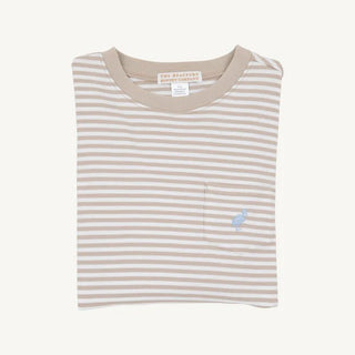 Long-Sleeve Carter Crewneck - Keeneland Khaki Stripe Barrington Blue from The Beaufort Bonnet Company-Misc.-Simply Blessed Children's Boutique