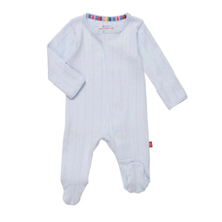 Love Lines Blue Organic Cotton Pointelle Magnetic Footie-Infants-Simply Blessed Children's Boutique