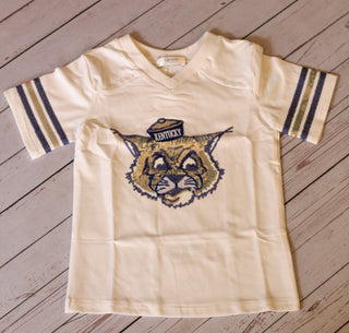 LuLu Bebe Sequin Trim Jersey Top with Wildcat-Girls Short Sleeve Shirts-Simply Blessed Children's Boutique